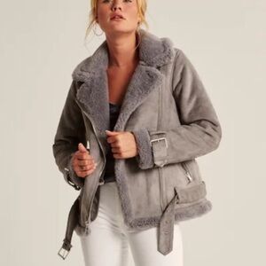 NWT Abercrombie & Fitch Suede Asymmetrical Zip Cozy Jacket